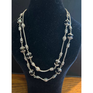 Brighton Bali Artisan Bead double-strand necklace with dark grape crystal beads